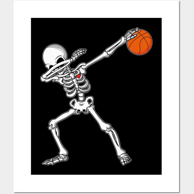 Dabbing Skeleton Basketball Funny Boys Halloween Gift Wall Art by trendingoriginals